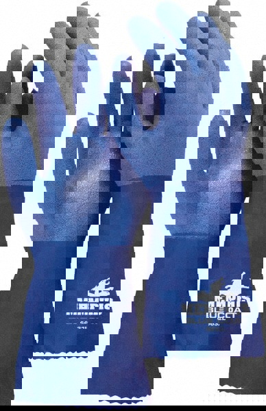 Chemical Resistant Gloves: 2X-Large, 80 mil Thick, Polyvinylchloride, Supported